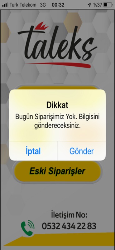 Taleks uygulaması hızlı bildirim ekranı
